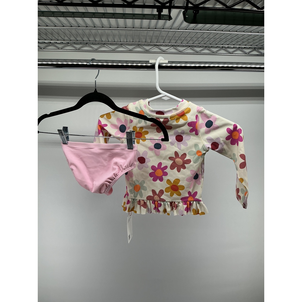 Long Sleeve Ruffle Rash Guard Two-Piece Swimsuit - Picture 2 of 3